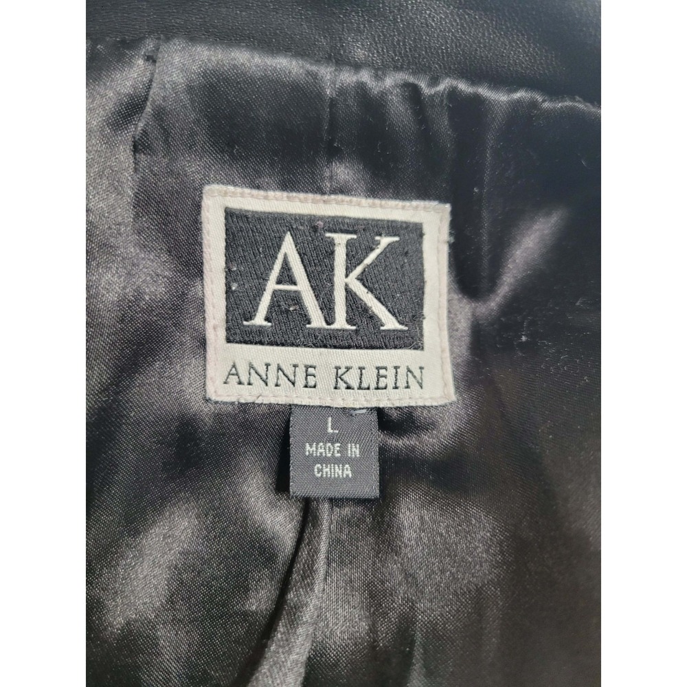 AK Anne Klein Women's Lambskin Black Leather Jacket Long Large Ultra-Soft - Picture 7 of 7